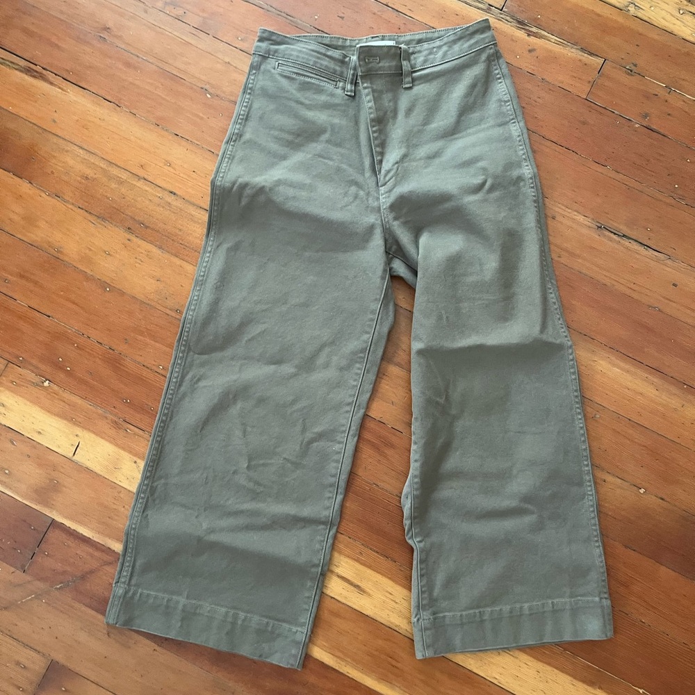 Madewell emmet wide leg crop Pants in Olive Green